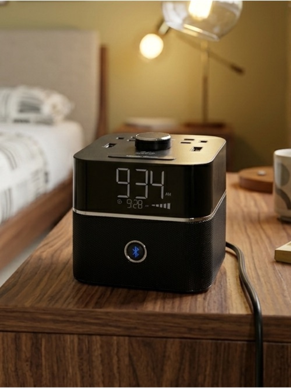 Brandstand CubieBlue Alarm Clock Bluetooth Speaker Charging Station 2 USB Hotel